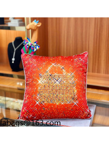 Hermes Horse Pillow 45x45cm Red/Gold 2021 110219