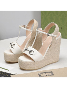 Gucci Calfskin Wedge Sandals 13cm White 2021