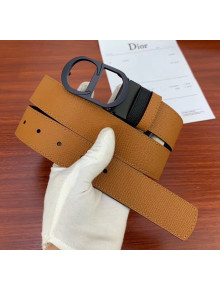 Dior Width 3.5cm Reversible Calfskin Belt With Black CD Buckle Black/Brown 2020