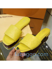 Louis Vuitton Monogram Embossed Calfskin Flat Slide Sandals Yellow 2020