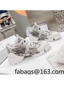 Dior D-Connect Sneakers in Black and White Dior Around the World Technical Fabric 2021