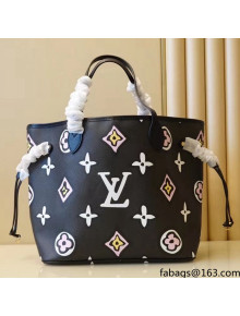 Louis Vuitton Neverfull MM Tote Bag in Black Monogram Canvas M45818 2021
