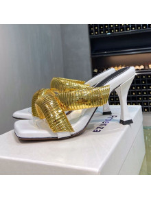 Proenza Schouler Metallic Gold Strap Sandals 9cm White Leather 2021