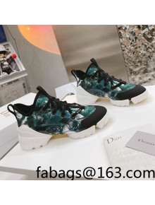 Dior D-Connect Sneakers in Green Palms Printed Reflective Technical Fabric 2021