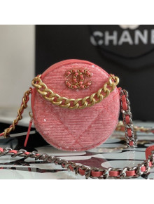 Chanel 19 Sequins Clutch with Chain AP0945 Light Pink 2021