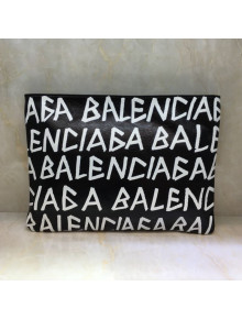 Balenciaga Bazar Logo Print Pouch Black 02 2019