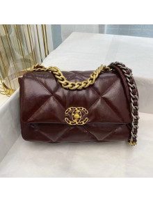 Chanel 19 Shiny Calfskin Small Flap Bag AS1160 Burgundy 2021 TOP