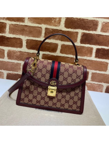 Gucci Ophidia Small Top Handle Bag with Web ‎651055 Beige/Burgundy 2021