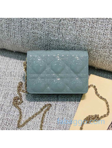 Dior Lady Dior Nano Pouch Clutch with Chain in Grey Patent Cannage Leather 2020