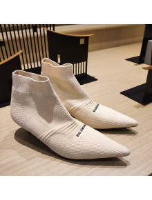 Balenciaga Knife Knit Ankle Boots 4cm White 2021