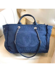 Chanel Denim Canvas Deauville Large Shopping Tote Bag Blue 2018