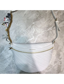 Balenciaga Embossed Logo Souvenir XS Belt Bag White 2019