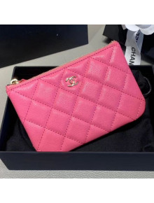 Chanel Quilted Grained Leather Classic Small Slim Pouch A82365 Pink 2019