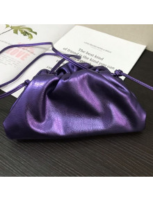 Bottega Veneta The Mini Pouch 22 Clutch in Crinkled Metallic Leather Viola Purple 2019