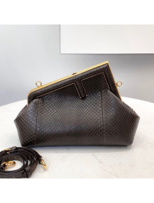 Fendi First Small Snakeskin Leather Bag Coffee Brown 2021 80018M