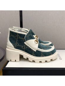 Gucci GG Fabric High-Top Heel Loafers Green 2020