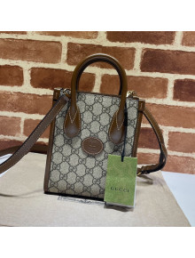 Gucci Canvas Mini tote Bag with Interlocking G 671623 Brown 2021