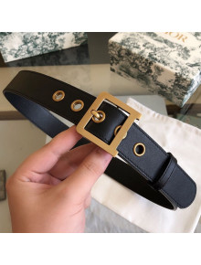 Dior Leather Belt 34mm with Frame Buckle Black 2020