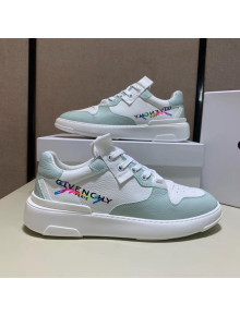 Givenchy Grainy Calfskin Embroidered Logo Sneaker White/Linght Green 2020(For Women and Men)