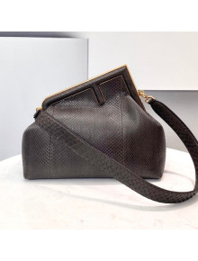 Fendi First Medium Snakeskin Leather Bag Coffee Brown 2021 80018L