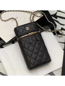 Chanel Quilted Grained Calfskin Classic Vanity Phone Holder with Chain AP2084 Black 2021
