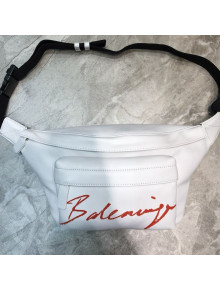 Balenciaga Signature Logo Belt Bag White 2019