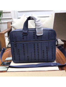 Bottega Veneta Men's briefcase in Intreccio Nappa Blue 2019