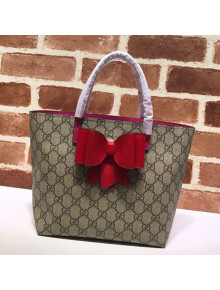 Gucci Children's GG Canvas Tote Bag with Bow 457323 Red 2021