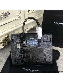 Saint Laurent Classic Baby Sac De Jour Bag in Embossed Crocodile Leather Black 2021