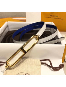Hermes Width 1.3cm Swift & Epsom Leather Reversible Belt With Long Buckle White/Blue 2020