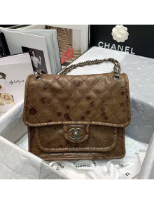 Chanel Vintage Wax Quilted Leather Messenger Bag Brown 2020