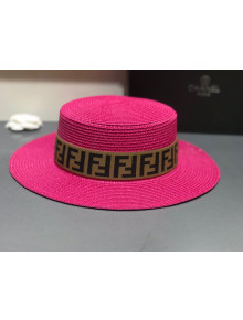 Fendi Straw Wide Brim Hat Hot Pink F13 2021