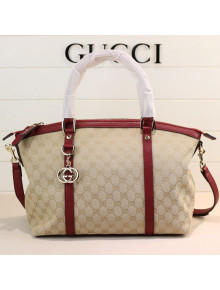 Gucci GG Canvas Top Handle Bag 341503 Red 2021