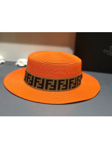 Fendi Straw Wide Brim Hat Orange F16 2021
