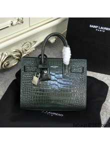 Saint Laurent Classic Nano Sac De Jour Bag in Embossed Crocodile Leather Green 2021
