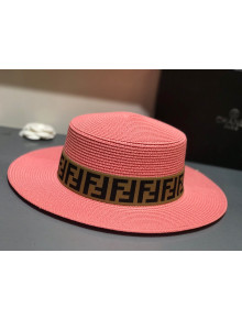 Fendi Straw Wide Brim Hat Light Pink F17 2021