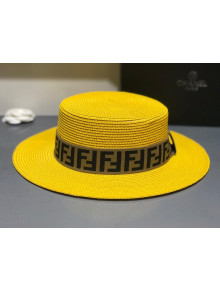 Fendi Straw Wide Brim Hat Yellow F19 2021