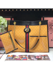 Gucci GG Patent Leather Rajah Large Tote 537219 Yellow 2019