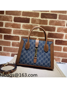 Gucci Jackie 1961 Medium GG Denim Tote Bag 649016 Brown/Blue 2021