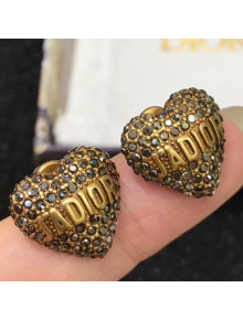 Dior J'Adior Heart Stud Earrings Gold/Black 2020