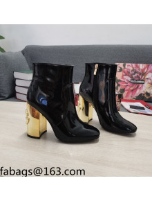 Dolce & Gabbana DG Patent Leather  Ankle Short Boots 10.5cm Black/Gold 2021 111335