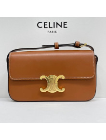 Celine Triomphe Shoulder Bag in Shiny Calfskin 194143 Brown 2021