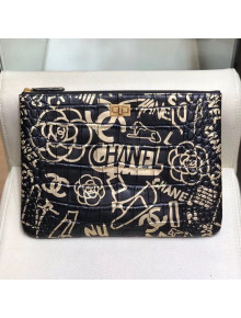 Chanel Crocodile Embossed Graffiti Printed Leather Large 2.55 Pouch A82726 2019