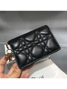Dior Lady Cannage Lambskin Card Holder Wallet Black 2019