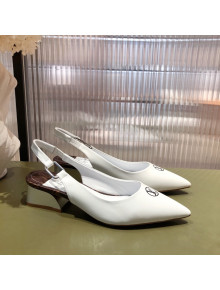 Louis Vuitton Magnetic Slingback Pump 3.5cm in Glazed Calf Leather White 2022