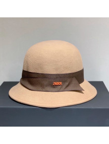 Dior J'Adior Wool Bucket Hat with Logo Strap Camel Brown 2020