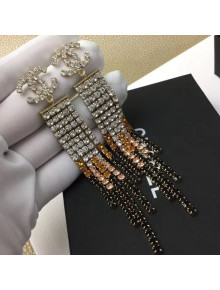 Chanel Crystal Tassel Earrings AB1642 Black/Yellow 2019