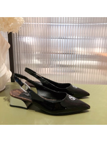 Louis Vuitton Magnetic Slingback Pump 3.5cm in Glazed Calf Leather Black 2022