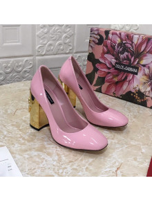 Dolce & Gabbana DG Patent Leather Pumps 6.5/10.5cm Light Pink/Gold 2021 111342