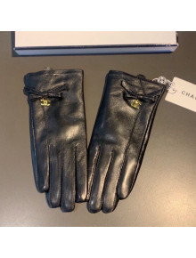 Chanel Lambskin Cashmere Gloves with CC Bow Black 36 2020